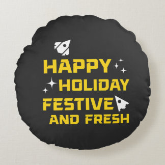 Coussins Ronds Joyeuses Fêtes, Festives et Fraîches