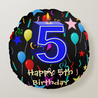 Coussins Ronds Joyeux 5e anniversaire