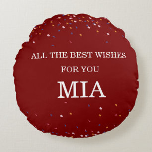 Coussins Ronds Joyeux Anniversaire Cadeau avec Bordure de Confett