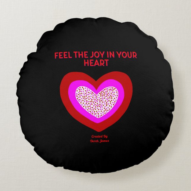 Coussins Ronds Joyeux Coeur rond Jeu oreiller (Devant)