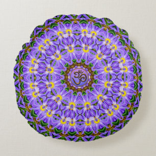 Coussins Ronds Joyeux guérison Purple Yellow Mandala OM Yoga Roun