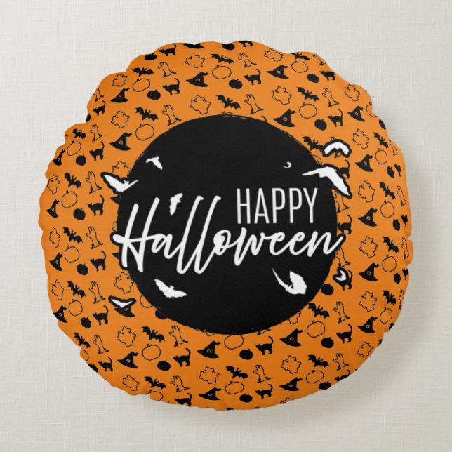 Coussins Ronds Joyeux Halloween (Devant)