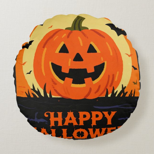 Coussins Ronds Joyeux Halloween (Devant)