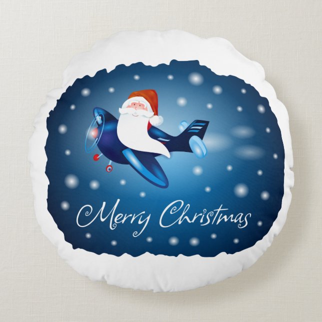 Coussins Ronds Joyeux Noël avec Père Noël (Devant)