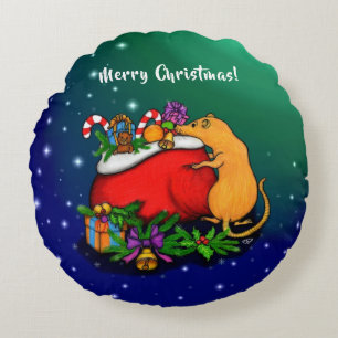 Coussins Ronds Joyeux Noël avec Rat Prince