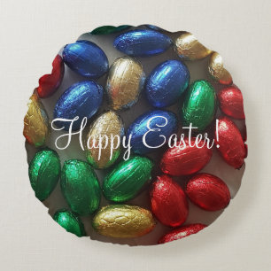 Coussins Ronds Joyeux Noël de Pâques OEufs colorés au chocolat