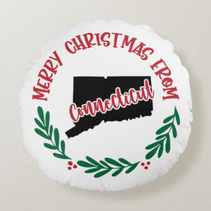 Coussins Ronds Joyeux Noël du Connecticut US Red Green