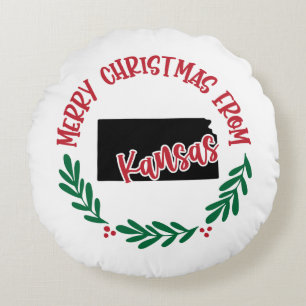 Coussins Ronds Joyeux Noël du Kansas Red Green