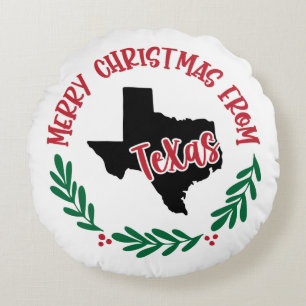 Coussins Ronds Joyeux Noël du Texas US Red Green White