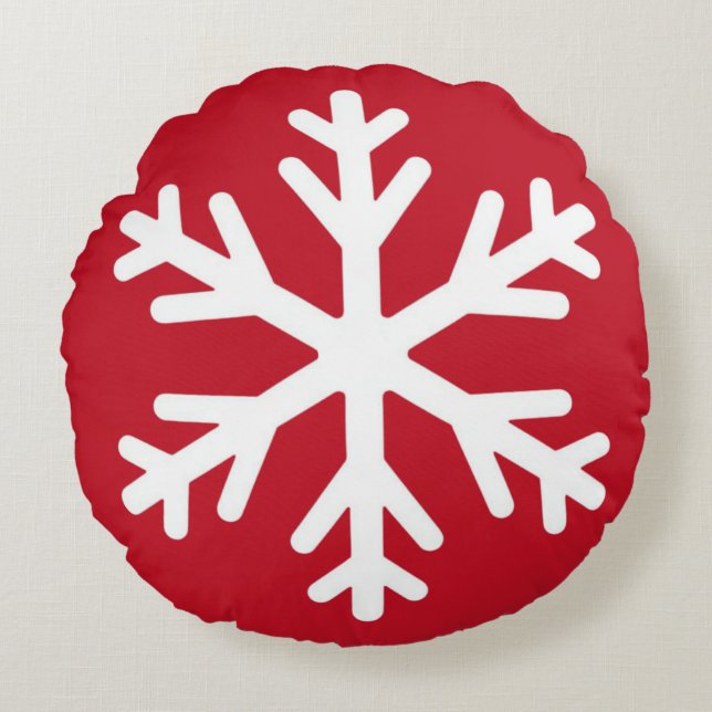 Coussins Ronds Joyeux Noël Flocon de neige Vacances Hiver (Devant)