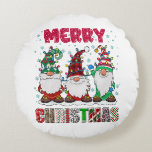 Coussins Ronds Joyeux Noël Gnome Famille Drôle d'arbre de Noël