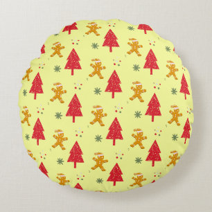 Coussins Ronds Joyeux pain d'épices père Noël Snowflake Xmas patt