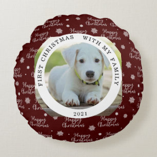 Coussins Ronds Joyeux premier Noël Votre photo