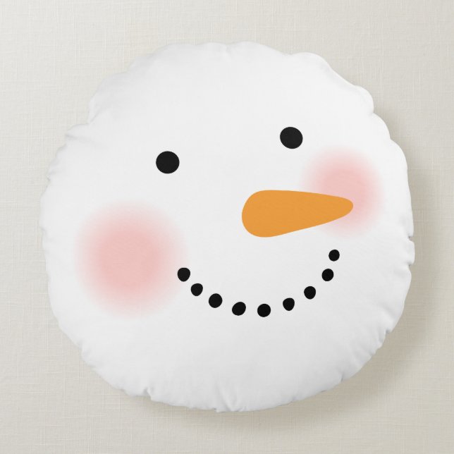 Coussins Ronds Joyeux Snowman Face Holiday (Devant)