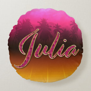 Coussins Ronds Julia prénom Golden pink Oreillers
