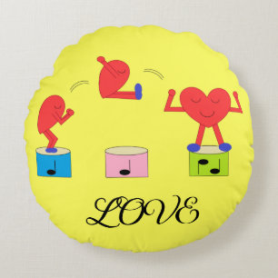 Coussins Ronds Jumping Coeur dans l'amour : Jaune