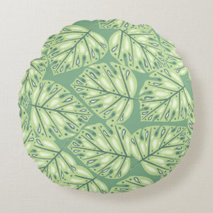 Coussins Ronds jungle botanique sans couture motif en vert pastel