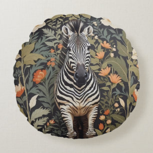 Coussins Ronds Jungle Zebra Floral