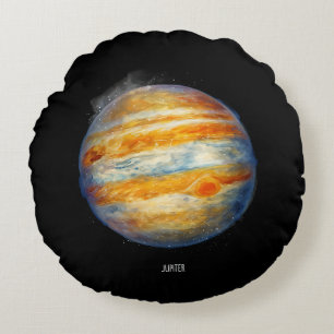 Coussins Ronds Jupiter Planet Artwork - Illustration de l'espace 