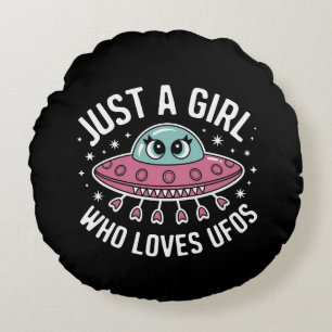 Coussins Ronds Just a Girl Who Love UFOs - mignonne Alien