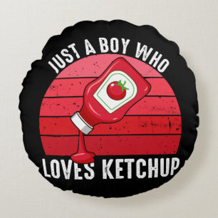 Coussins Ronds Juste un garçon qui aime le ketchup