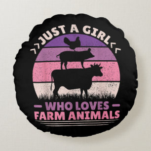Coussins Ronds Juste Une Fille Qui Aime Les Animaux Agricoles Aim