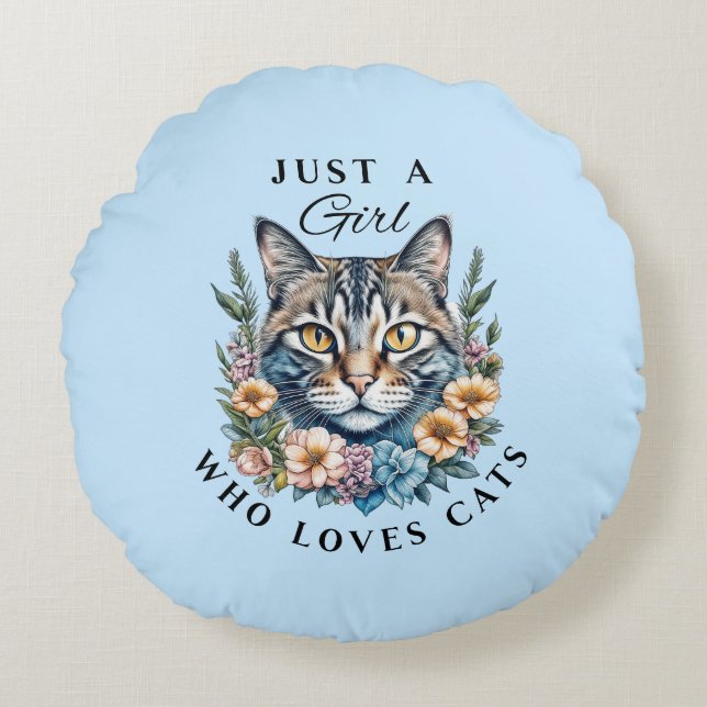 Coussins Ronds Juste une fille qui aime les chats  (Devant)