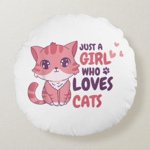 Coussins Ronds Juste Une Fille Qui Aime Les Chats Cute Chemise Ca