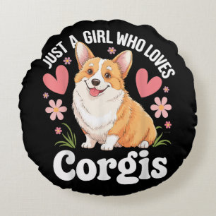 Coussins Ronds Juste une fille qui aime les Corgis