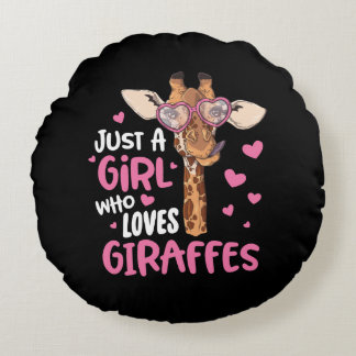 Coussins Ronds Juste une fille qui aime les girafes