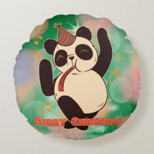 Coussins Ronds Juste une fille qui aime les pandas Fête de Noël