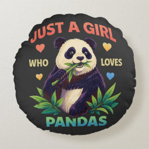 Coussins Ronds Juste une fille qui aime les pandas mignons