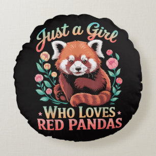 Coussins Ronds Juste Une Fille Qui Aime Les Pandas Rouges