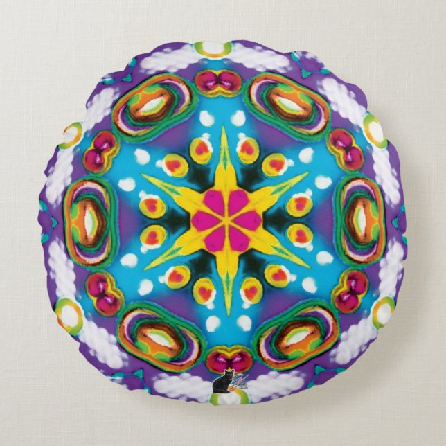 Coussins Ronds Kaleidoscope de confection (Devant)