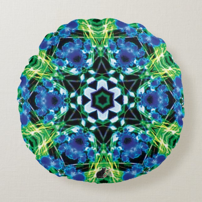 Coussins Ronds Kaleidoscope de criststalmarine (Devant)