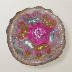 Coussins Ronds Kaléidoscope en verre de bijou de rose de boule de