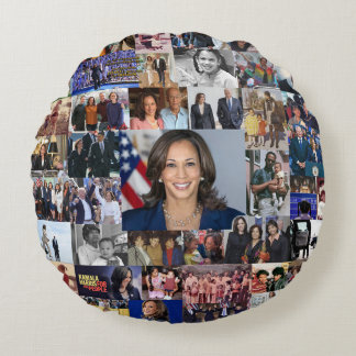 Coussins Ronds Kamala Harris Collage Jeu d'oreiller