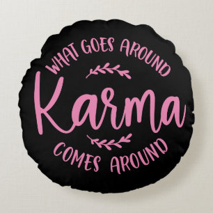 Coussins Ronds Karma Ce Qui Se Passe Autour De Rose Black