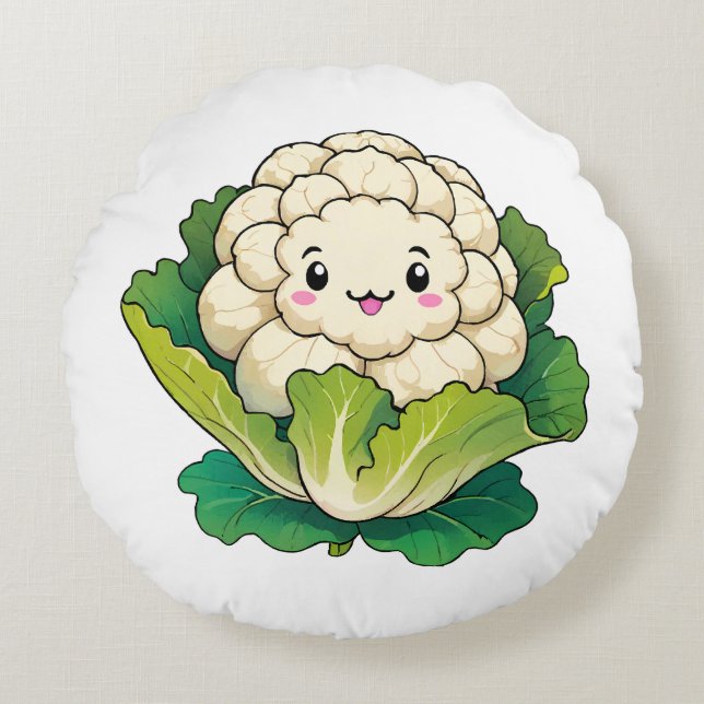 Coussins Ronds Kawaii Chou-fleur (Devant)