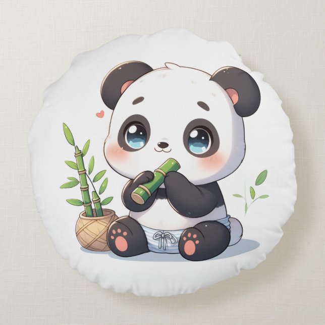 Coussins Ronds Kawaii Panda Pillow (Dos)