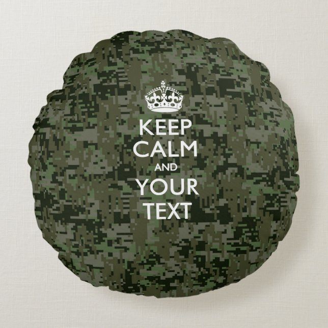 Coussins Ronds KEEP CALM PERSONNALISÉ ET VOTRE Camo Numérique De  (Devant)