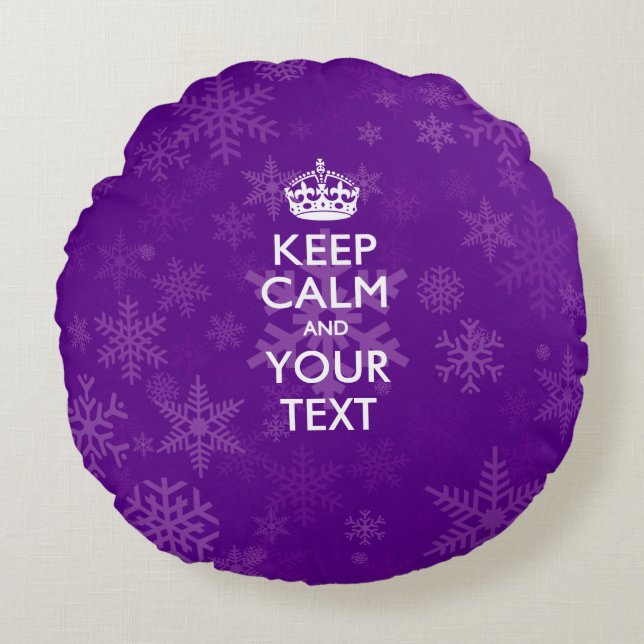 Coussins Ronds KEEP CALM personnalisé et votre texte pour la neig (Devant)
