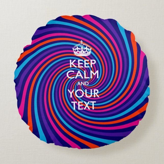 Coussins Ronds KEEP CALM personnalisé et votre texte pour Swirl (Devant)