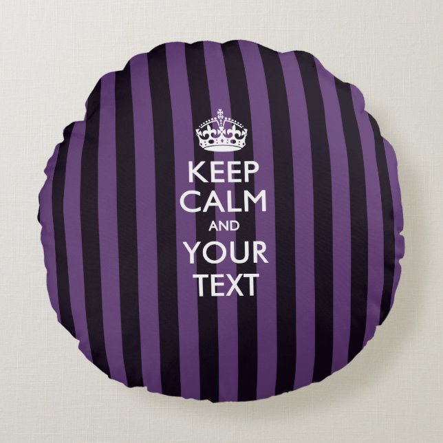 Coussins Ronds KEEP CALM personnalisé et votre texte pour violet (Devant)