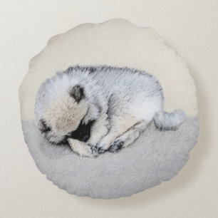 Coussins Ronds Keeshond Sleeping Puppy Peinture Chien Art origina