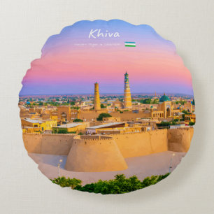 Coussins Ronds Khiva, Ouzbékistan - Skyline de la forteresse anci