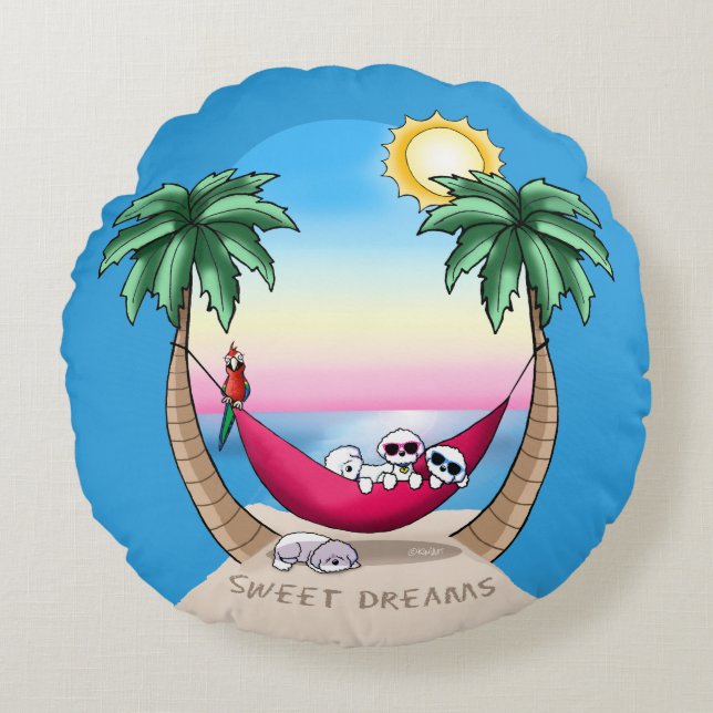 Coussins Ronds KiniArt Bichon Sweet Dreams (Devant)