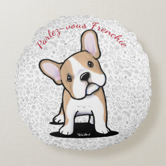 Coussins Ronds KiniArt Oreiller Rond Curieux Bouledogue Français