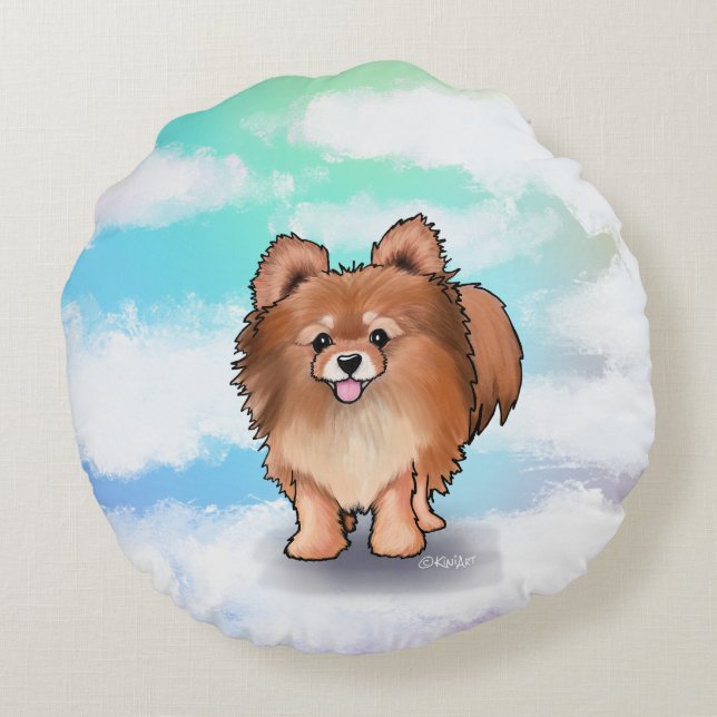 Coussins Ronds KiniArt Pomeranian Huggable (Dos)