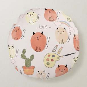 Coussins Ronds Kitty Kitten Chats : Motif animal mignon